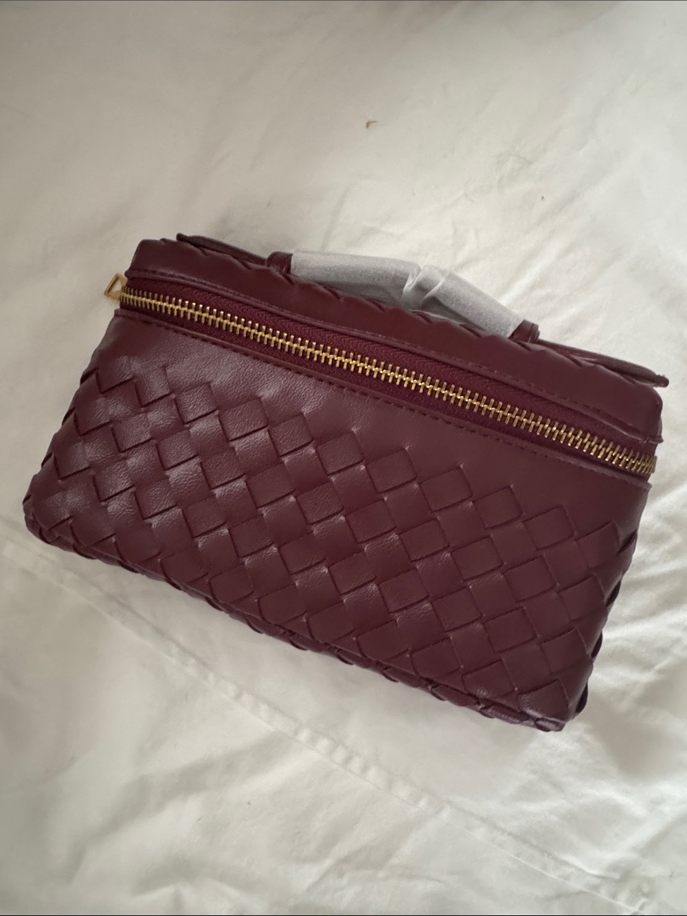 Amazon Woven Zip-Top Clutch - Burgundy